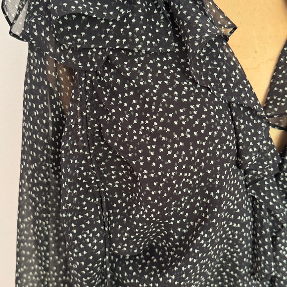 3.1 Phillip Lim sz 10 Black Cream 100% silk Patterned Dress 35” length ruffles - Picture 3 of 12